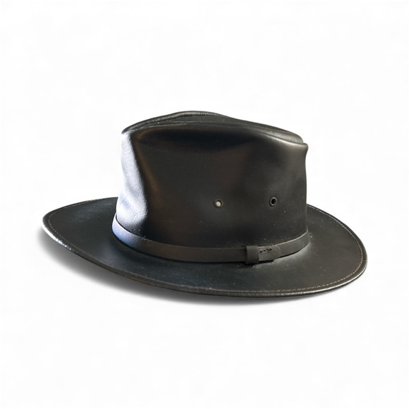 Henschel Hat Company Stark Leather Australian Hat Black Dakota Sz.Medium - Picture 6 of 8